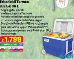 TEKERLEKLİ TERMOS BUZLUK 38 L indirimli fiyat TEKERLEKLİ TERMOS BUZLUK 38 L fiyat ve kampanya bilgisi